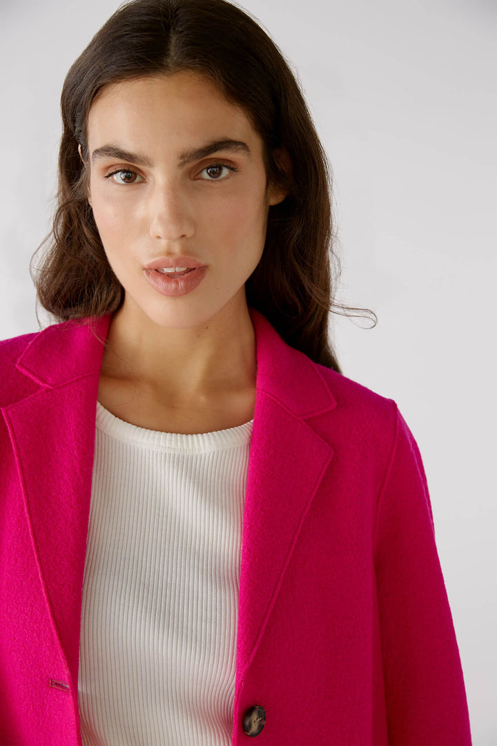 Oui 79918 3394 Mayson Pink Button Front Boiled Wool Coat - Shirley Allum Boutique
