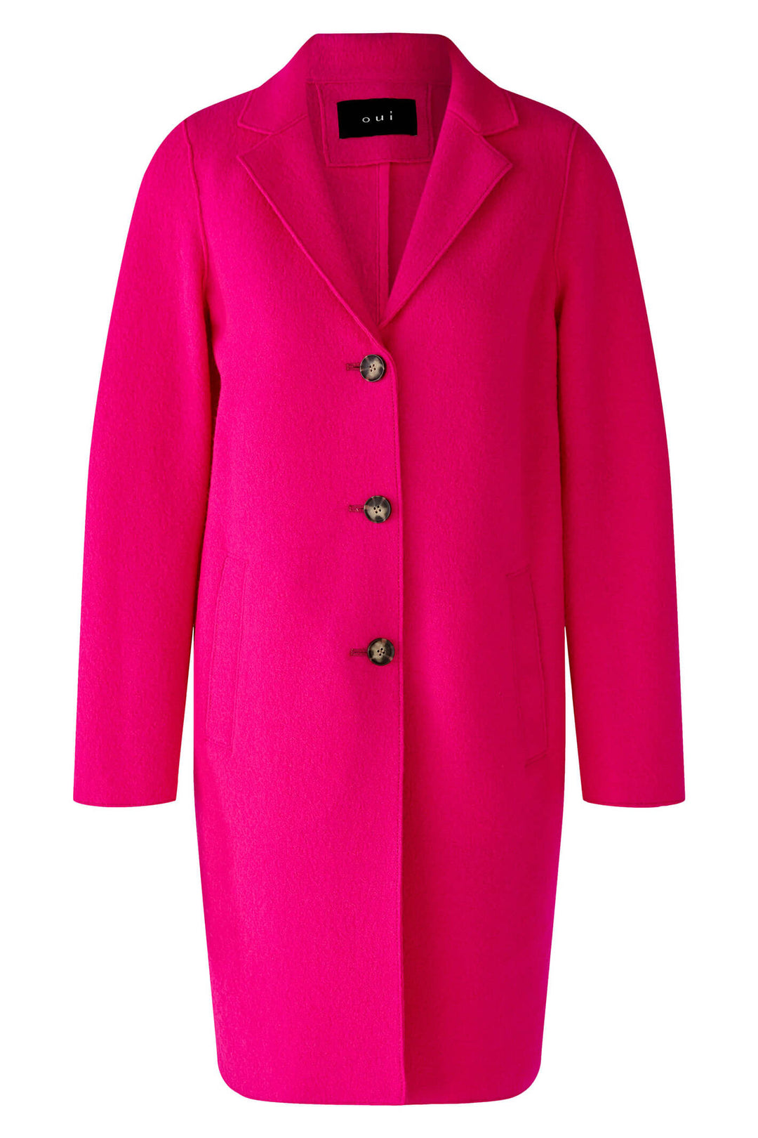 Oui 79918 3394 Mayson Pink Button Front Boiled Wool Coat - Shirley Allum Boutique