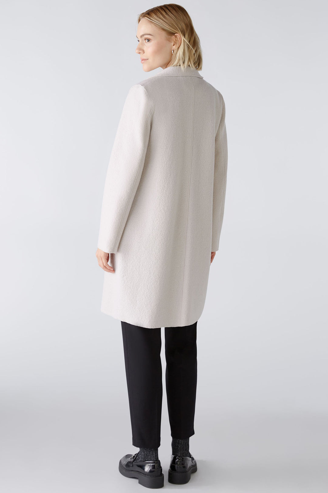 Oui 79918 Stone Melange Wool Coat - Shirley Allum Boutique