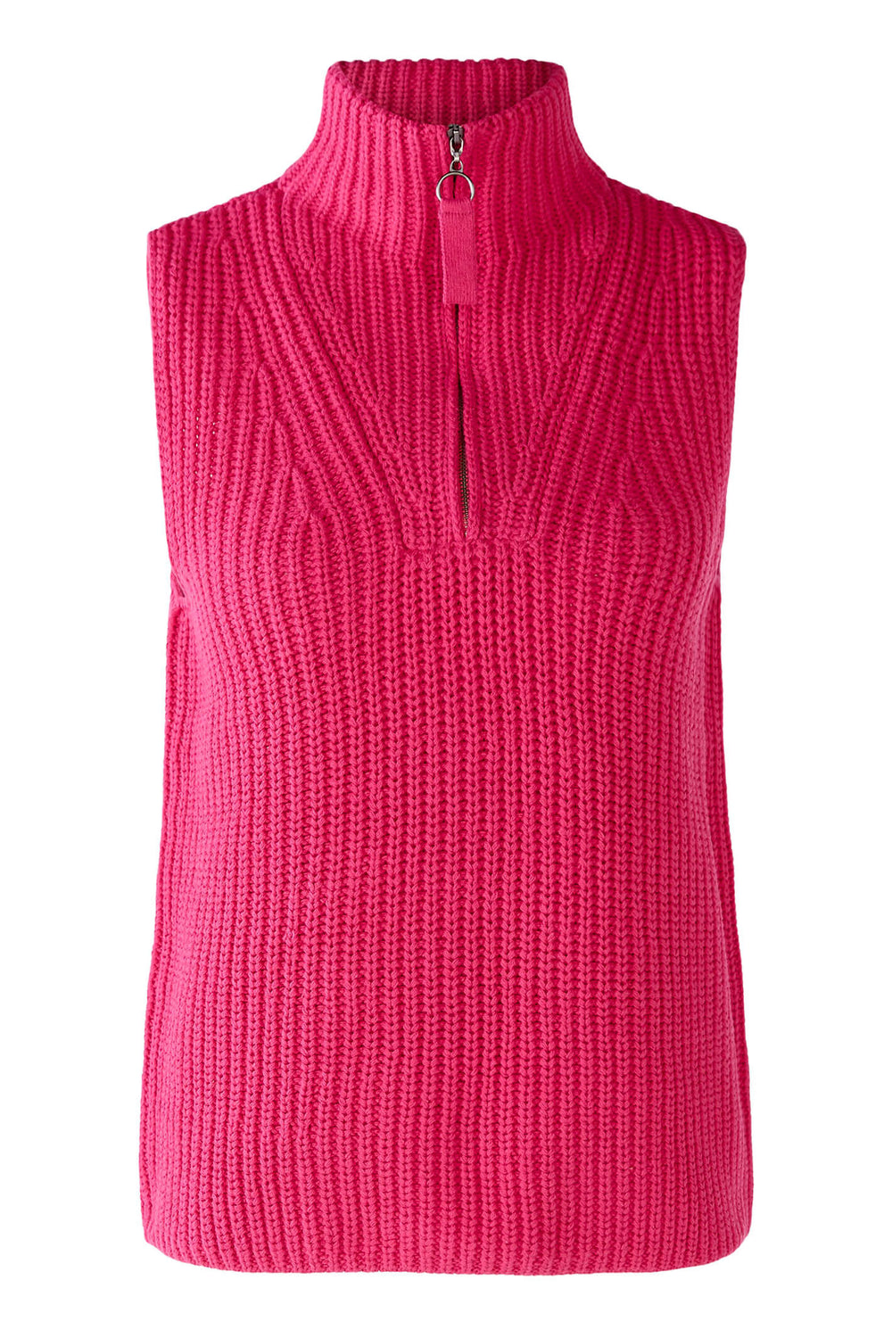 Oui 80131 3394 Pink High Neck Chunky Knit Slipover Jumper - Shirley Allum Boutique