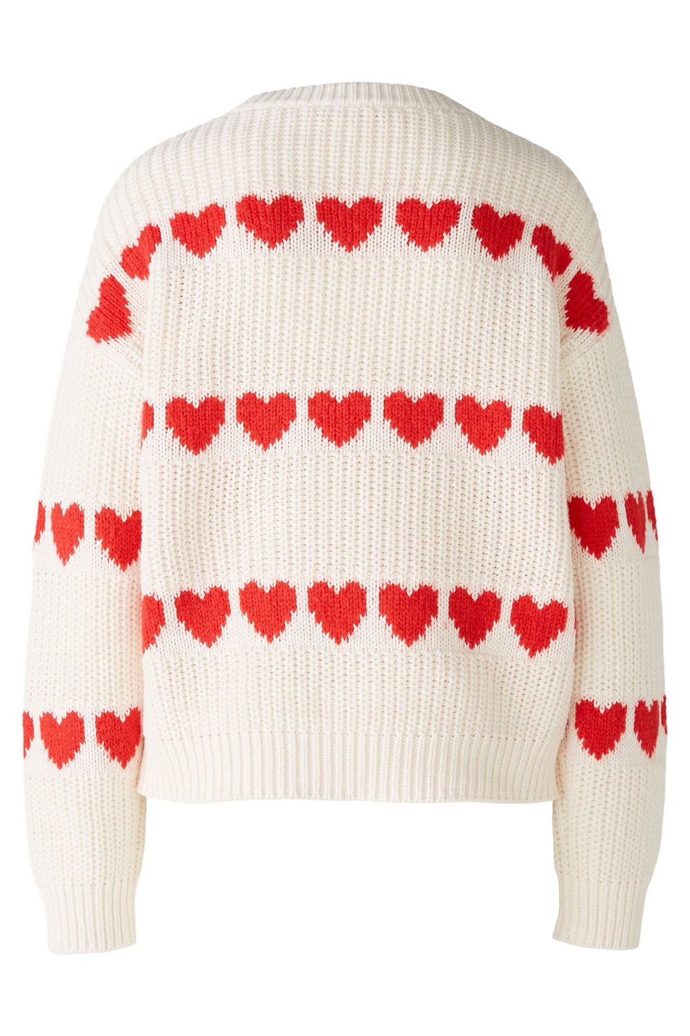 Oui 86640 Off White Red Heart Stripe Jumper - Shirley Allum Boutique