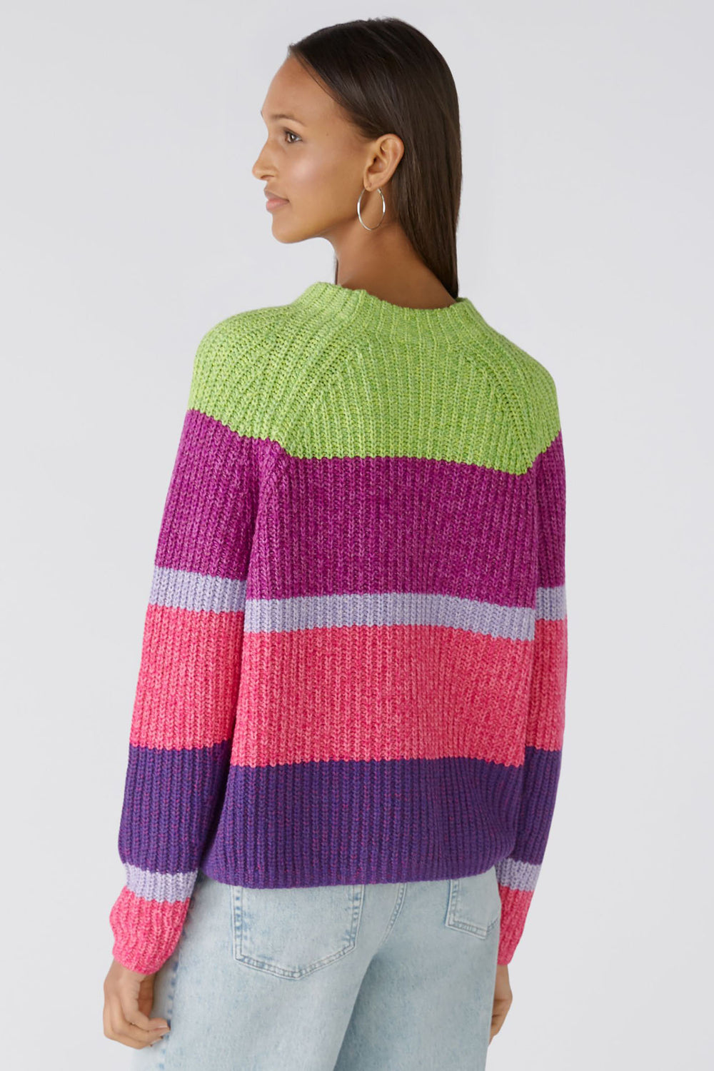 Oui 86644 Violet Mauve Stripe Ribbed Knit Jumper - Shirley Allum Boutique