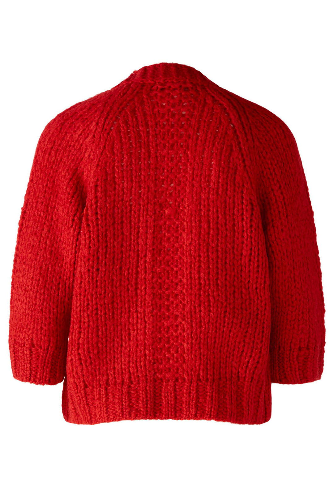 Oui 86684 Aura Red Chunky Knit Open Front Cardigan - Shirley Allum Boutique