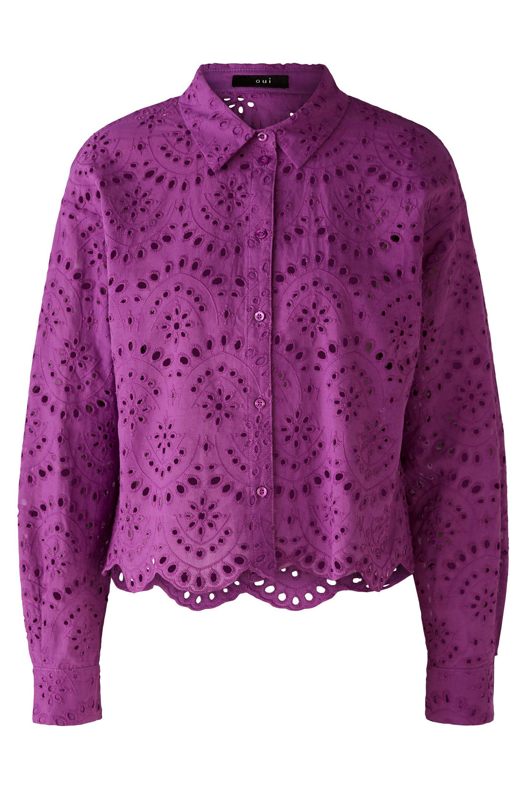 Oui 86772 Sparkling Grape Purple Broderie Anglaise Blouse - Shirley Allum Boutique