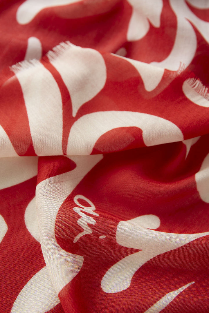 Oui 86785 Red White Print Scarf - Shirley Allum Boutique