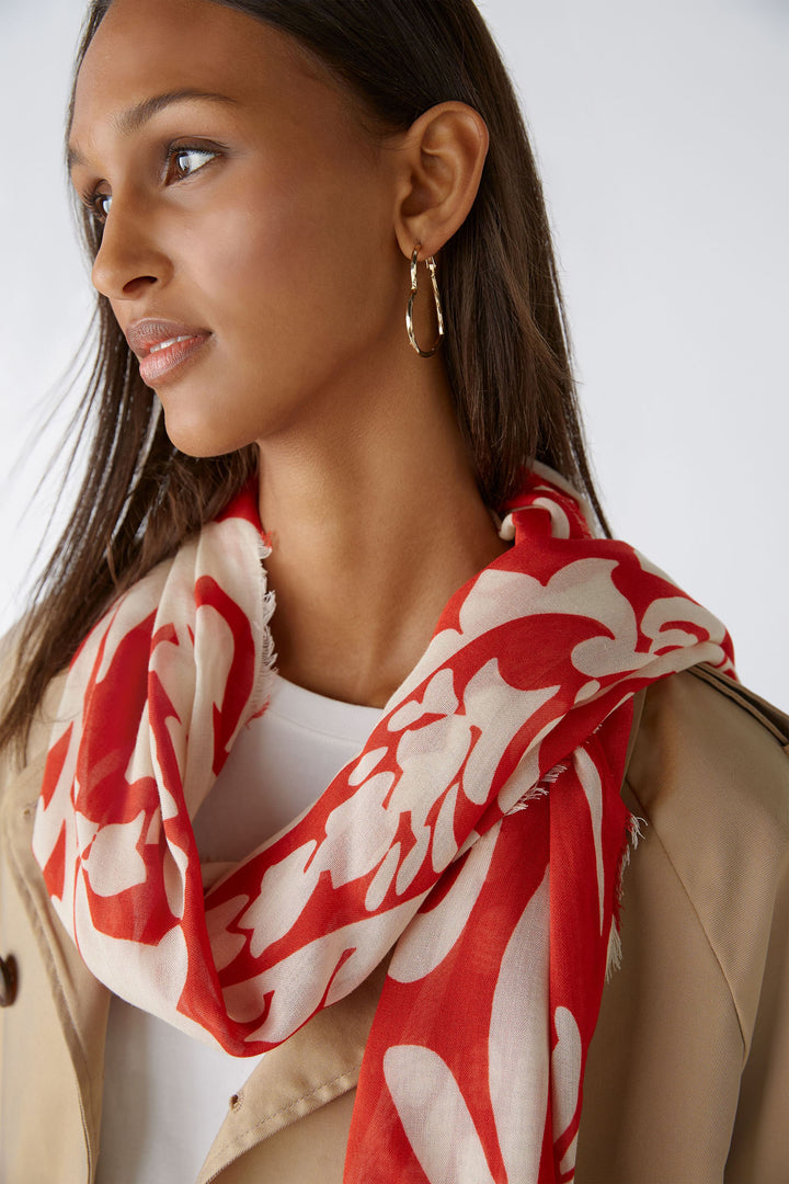 Oui 86785 Red White Print Scarf - Shirley Allum Boutique