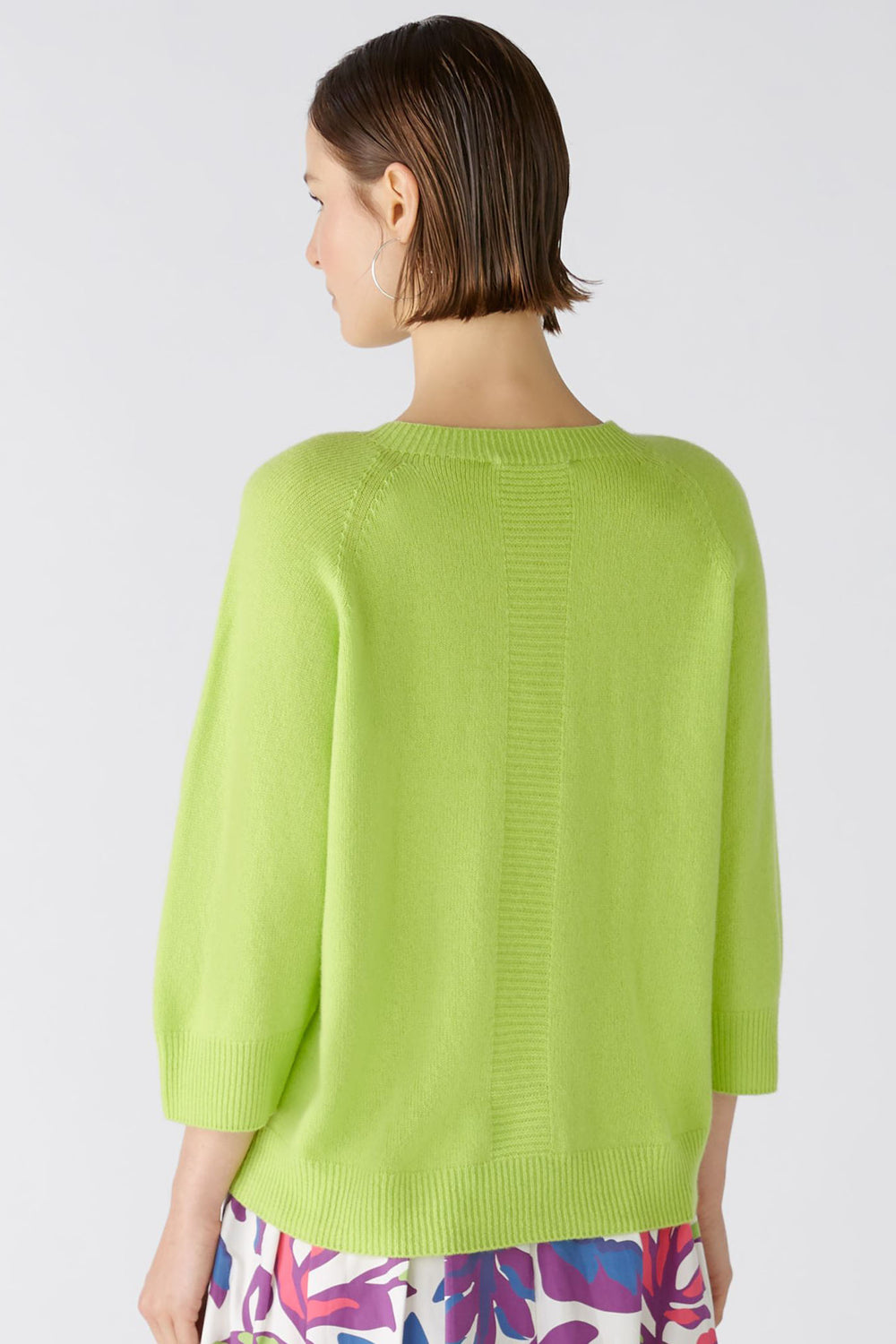 Oui 87156 Tender Shoots Green Raglan Jumper - Shirley Allum Boutique