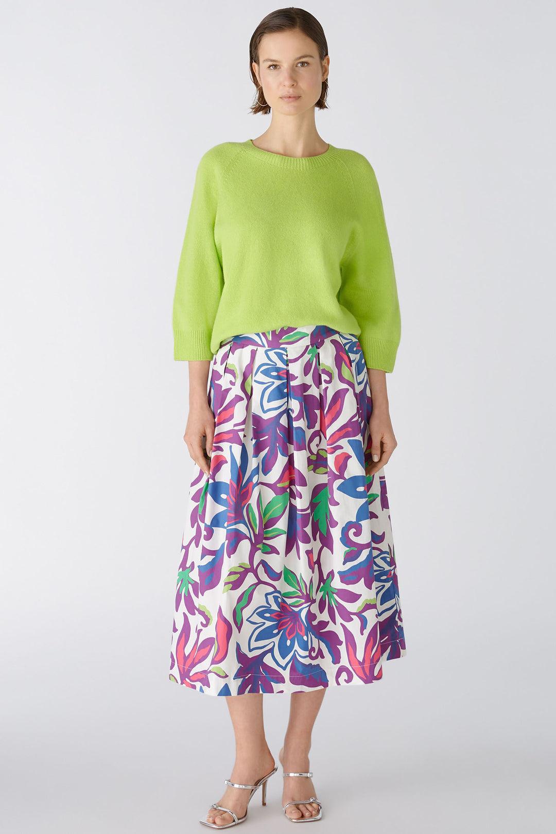 Oui 87156 Tender Shoots Green Raglan Jumper - Shirley Allum Boutique