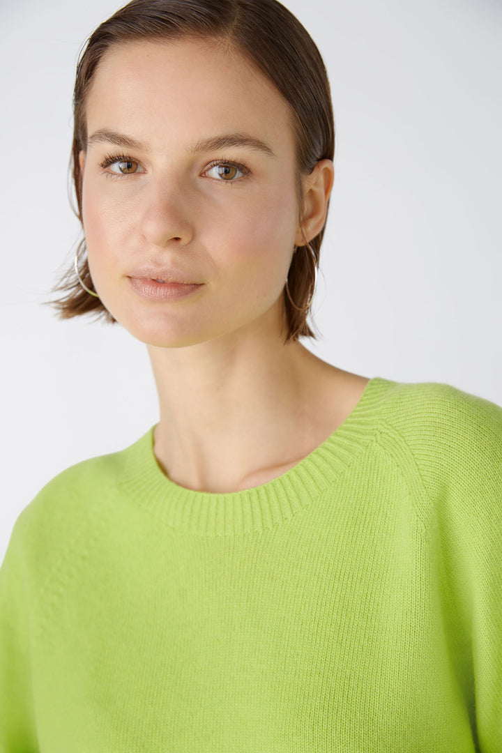 Oui 87156 Tender Shoots Green Raglan Jumper - Shirley Allum Boutique