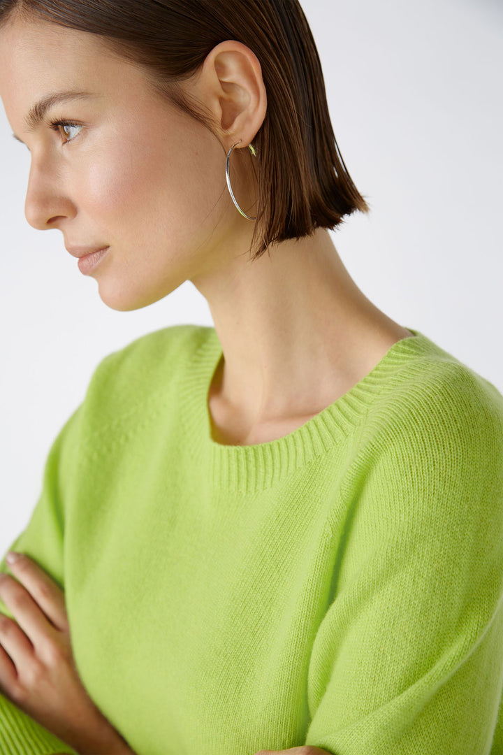 Oui 87156 Tender Shoots Green Raglan Jumper - Shirley Allum Boutique