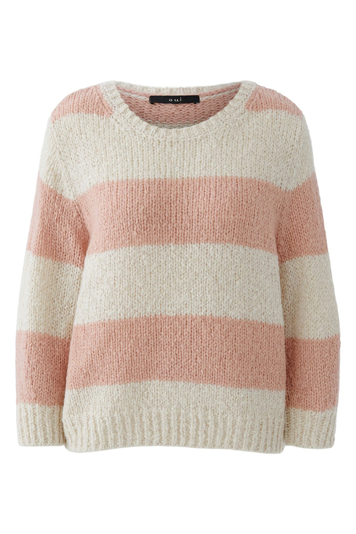 Oui 94307 0307 Rose Pink Camel Esmy Stripe Jumper
