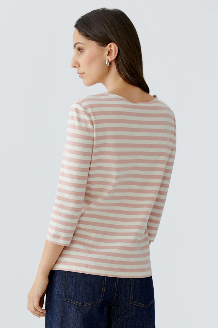 Oui 96259 0103 White Pink Soleila Stripe T-Shirt