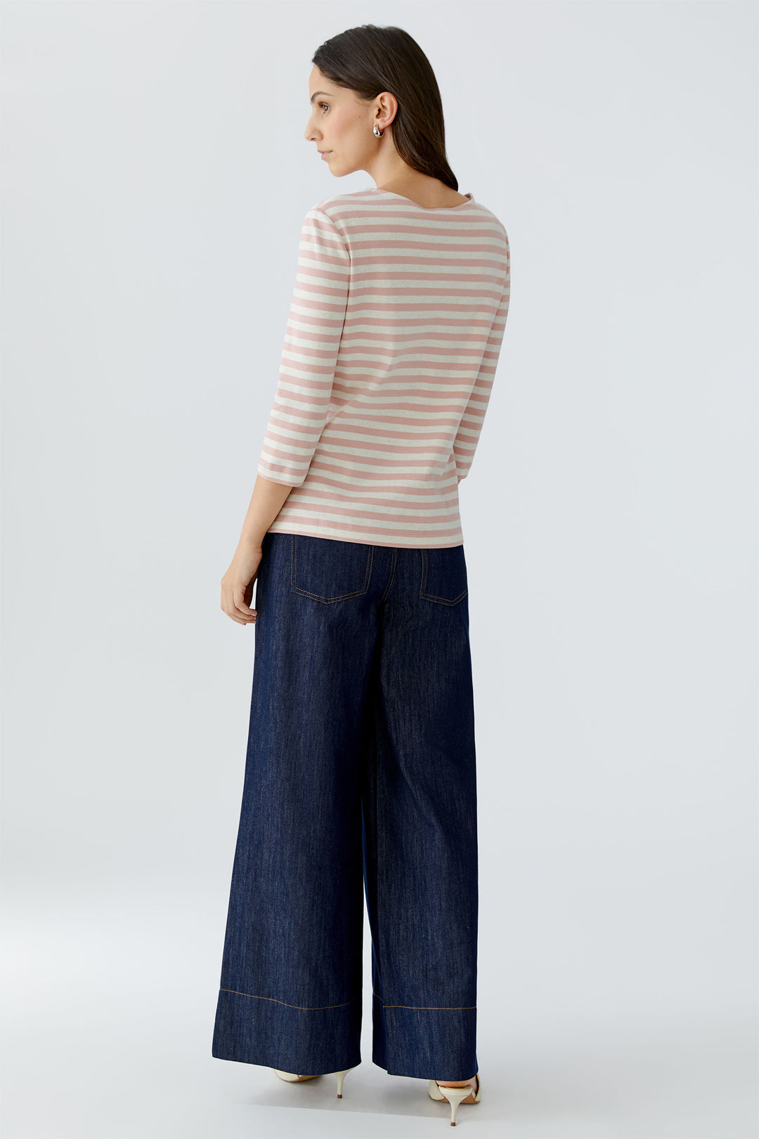 Oui 96259 0103 White Pink Soleila Stripe T-Shirt