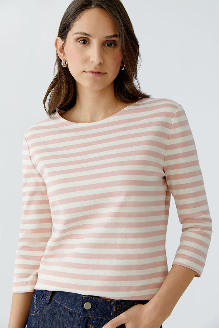 Oui 96259 0103 White Pink Soleila Stripe T-Shirt