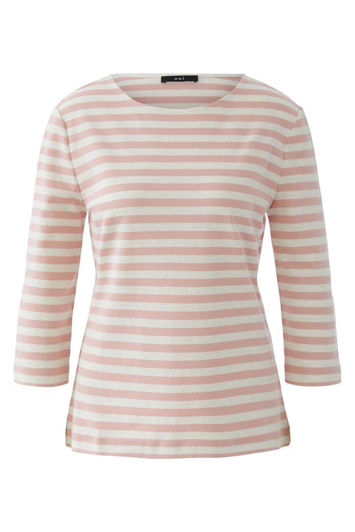 Oui 96259 0103 White Pink Soleila Stripe T-Shirt