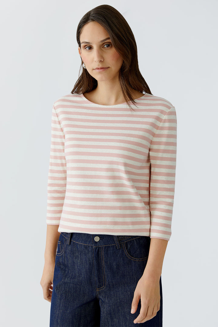 Oui 96259 0103 White Pink Soleila Stripe T-Shirt