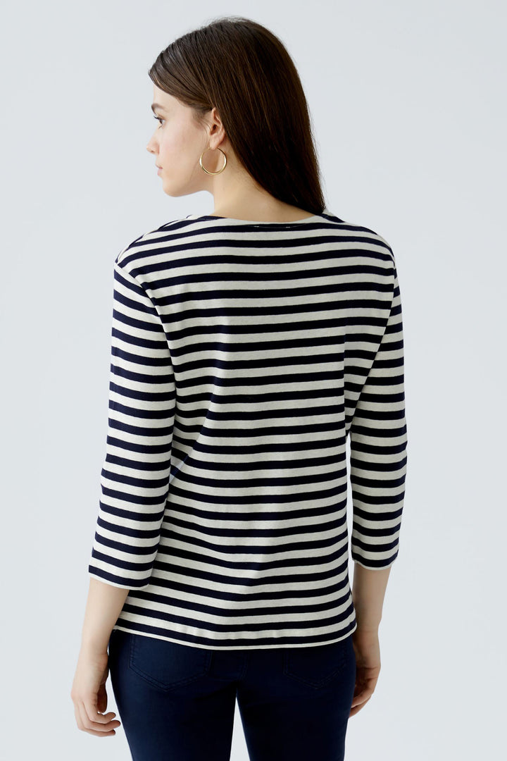 Oui 96259 0105 White Blue Soleila Stripe T-Shirt