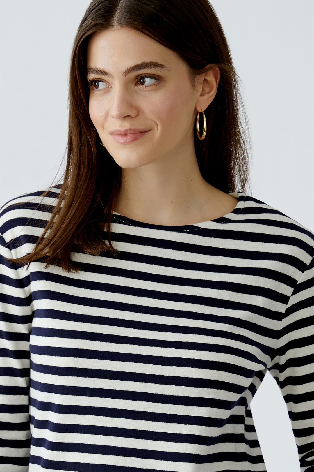 Oui 96259 0105 White Blue Soleila Stripe T-Shirt