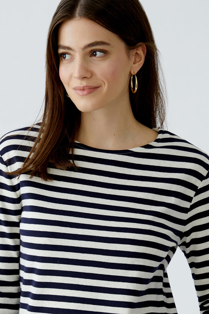 Oui 96259 0105 White Blue Soleila Stripe T-Shirt