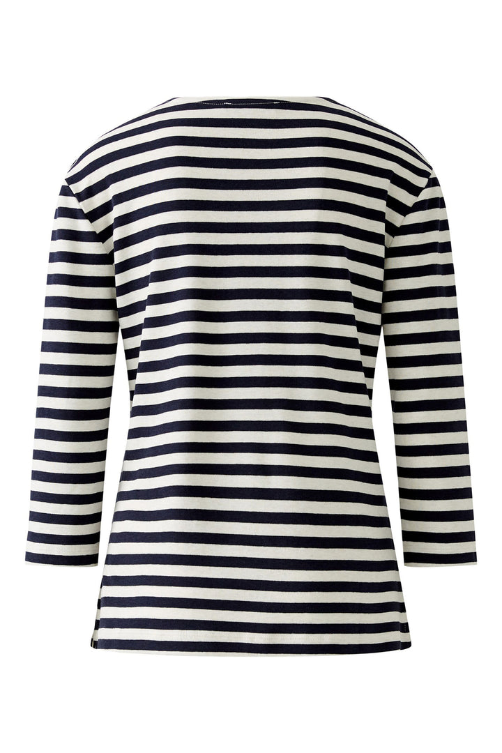 Oui 96259 0105 White Blue Soleila Stripe T-Shirt