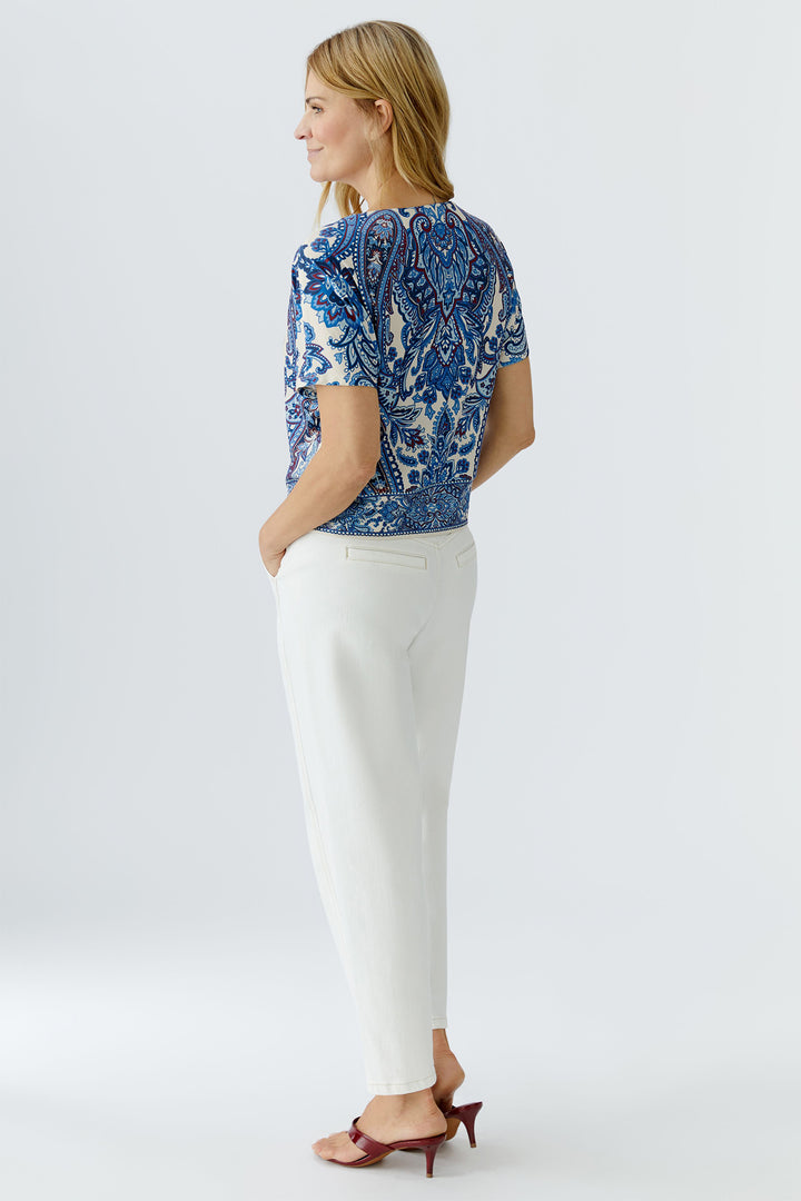 Oui 96408 0115 Off White Blue Paisley Print T-Shirt