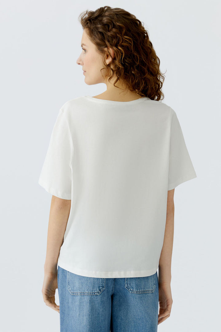 Oui 96414 1006 White Cloud Dancer Blue Paisley Motif T-Shirt