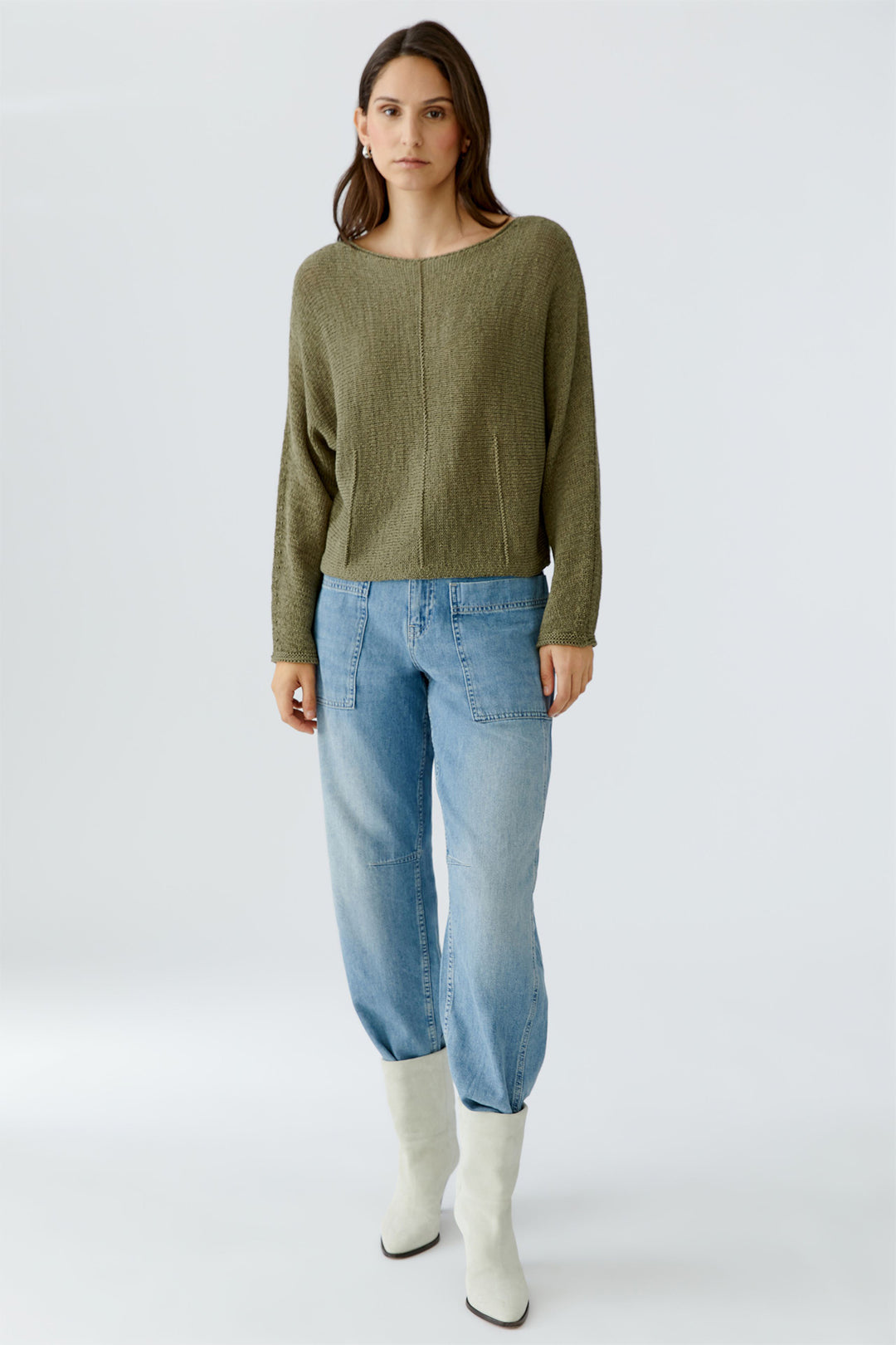 Oui 96440 6702 Green Garden Boat Neck Jumper