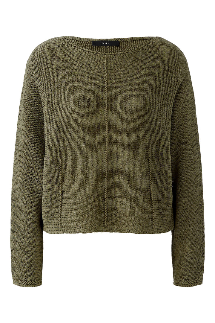 Oui 96440 6702 Green Garden Boat Neck Jumper