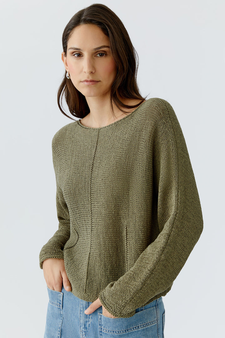 Oui 96440 6702 Green Garden Boat Neck Jumper