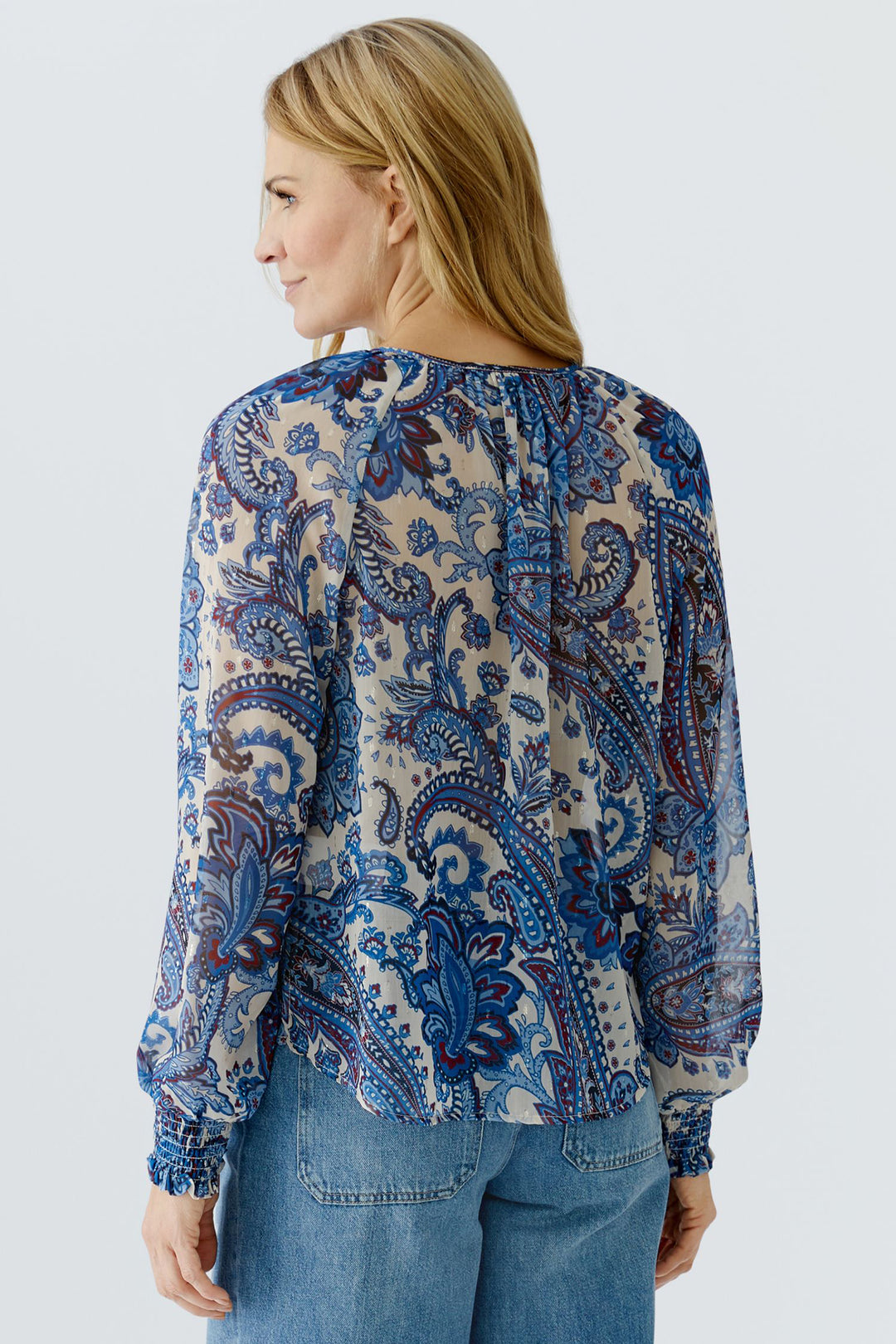 Oui 96462 0115 Off White Blue Paisley Print Blouse