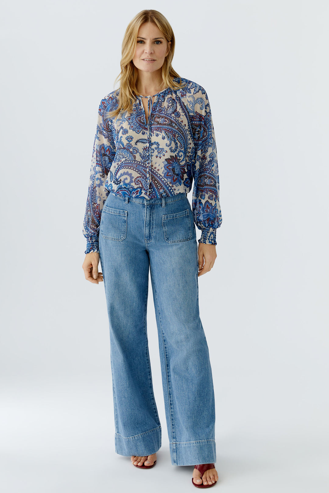 Oui 96462 0115 Off White Blue Paisley Print Blouse