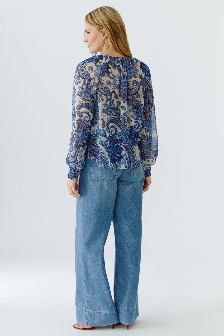 Oui 96462 0115 Off White Blue Paisley Print Blouse