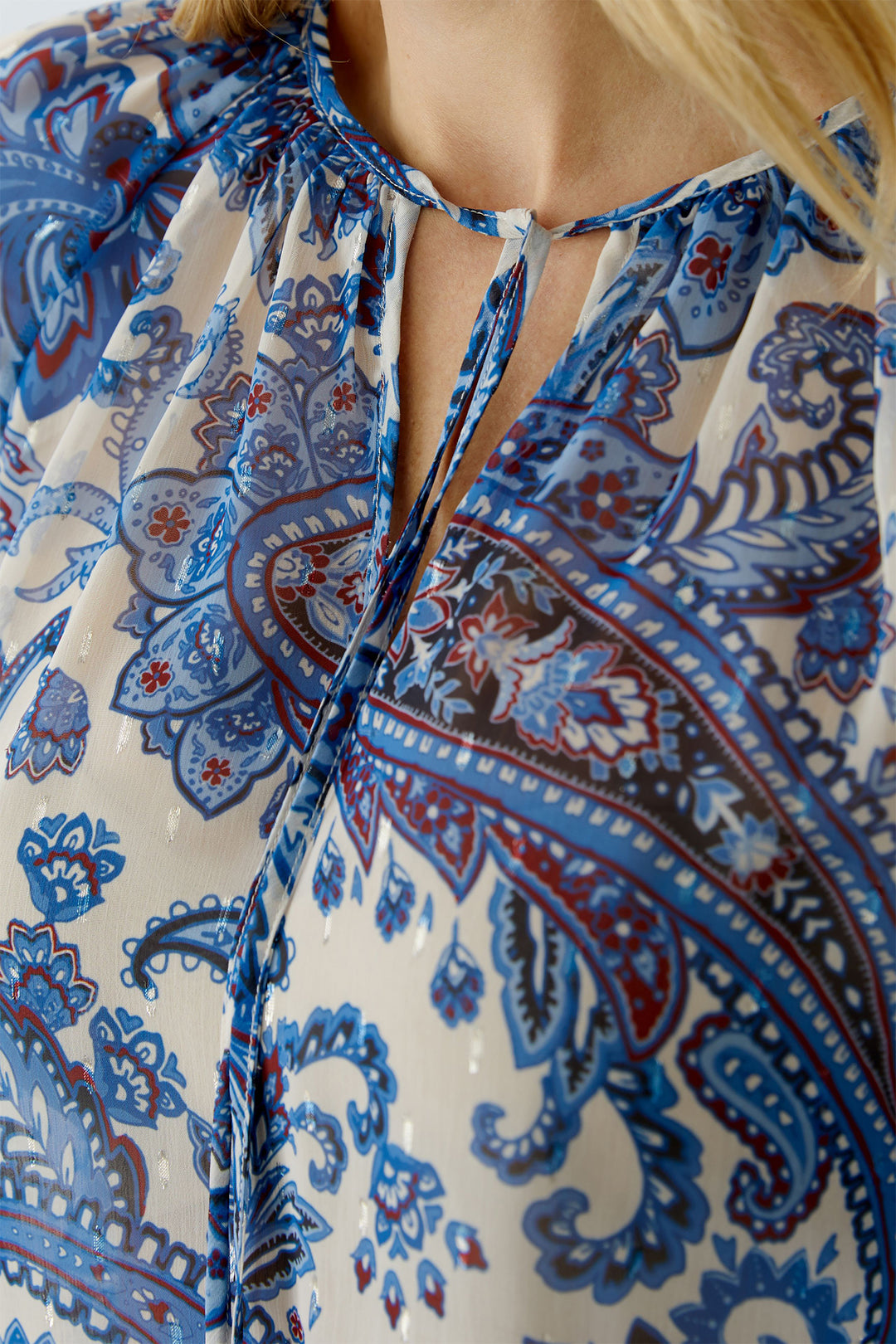 Oui 96462 0115 Off White Blue Paisley Print Blouse