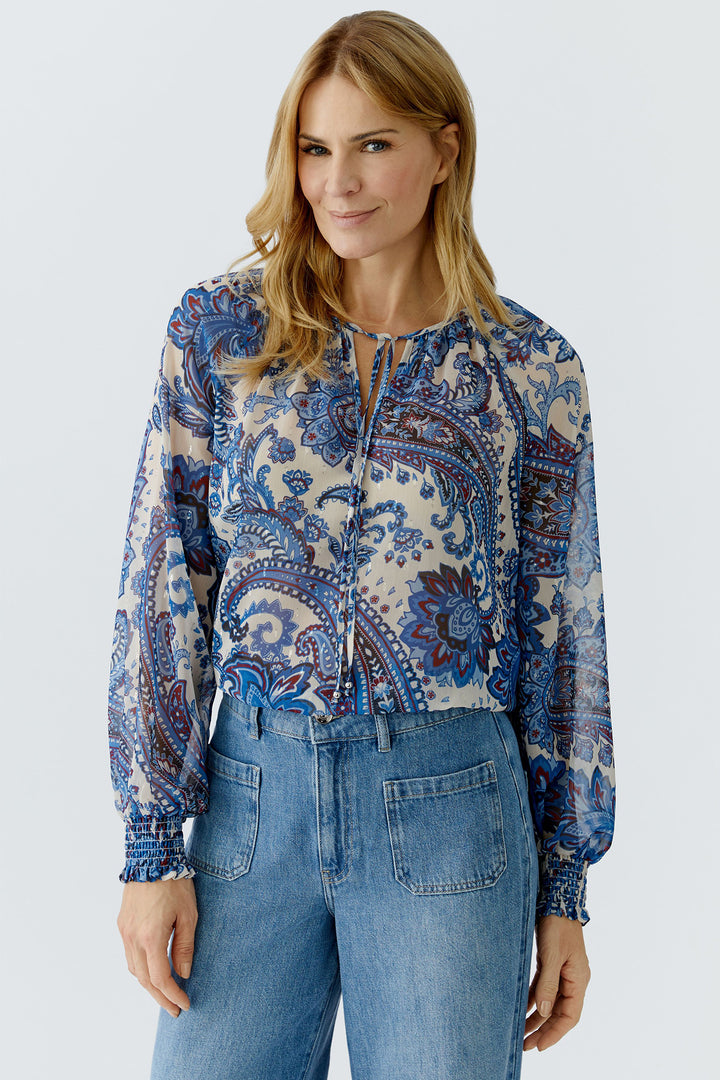Oui 96462 0115 Off White Blue Paisley Print Blouse