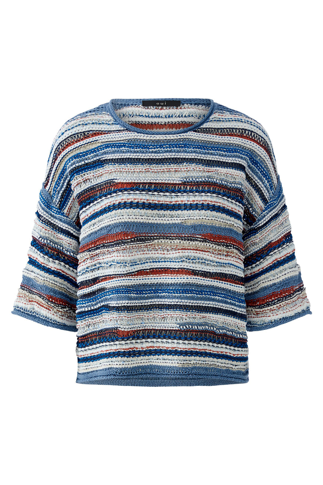 Oui 96505 0541 Blue White Stripe Short Sleeve Jumper