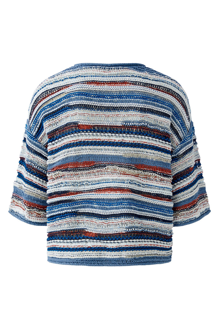Oui 96505 0541 Blue White Stripe Short Sleeve Jumper