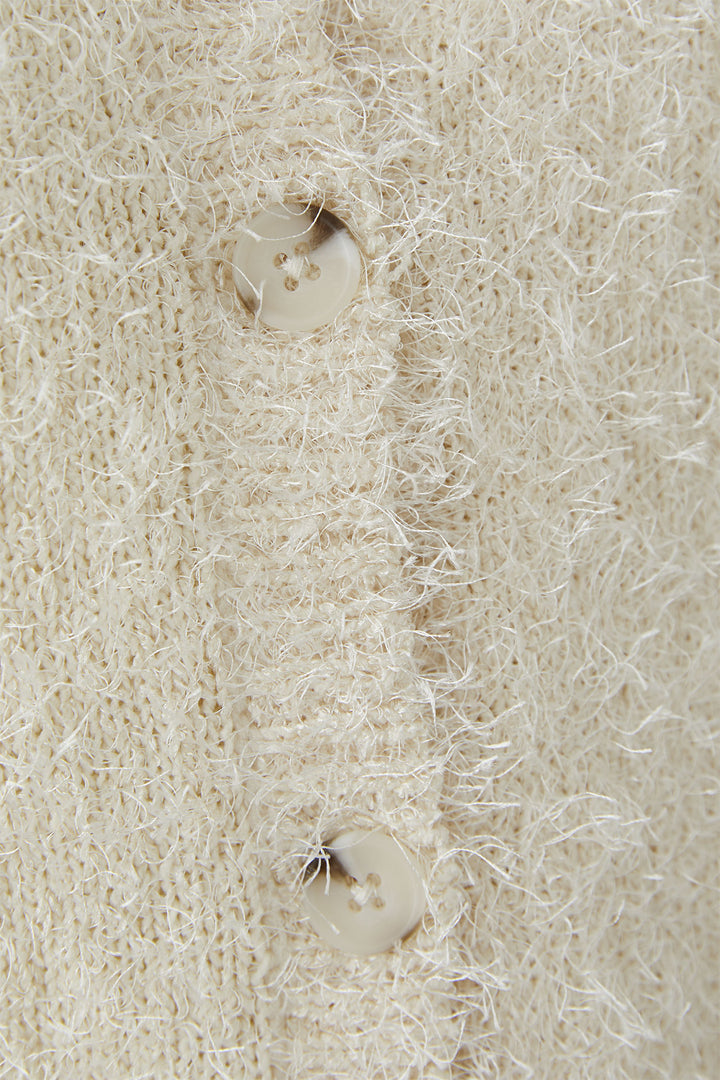 Oui 96610 1088 Whitecap Grey Textured Knit Cardigan