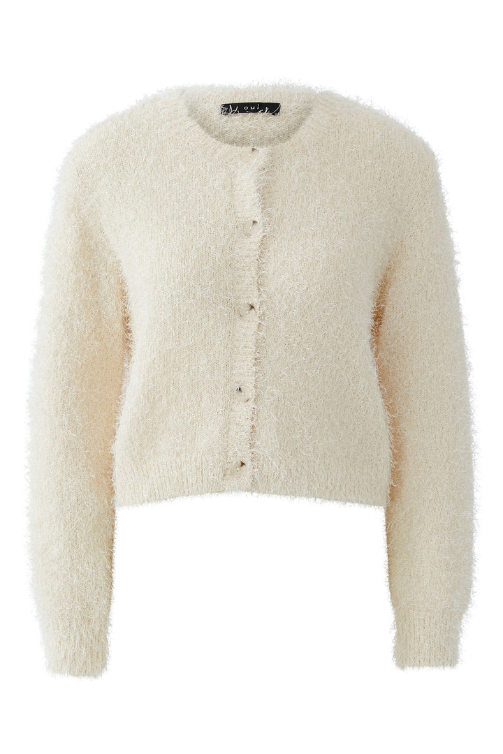 Oui 96610 1088 Whitecap Grey Textured Knit Cardigan