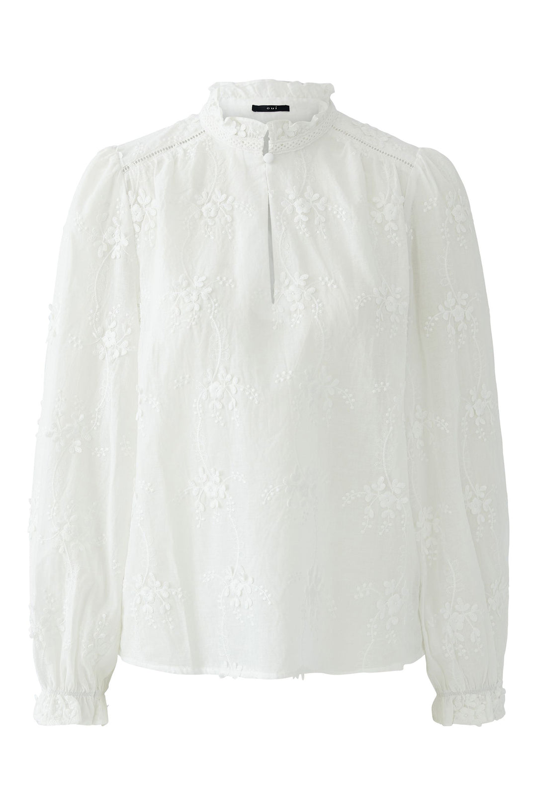 Oui 96713 1006 White Cloud Dancer Embroidered Blouse