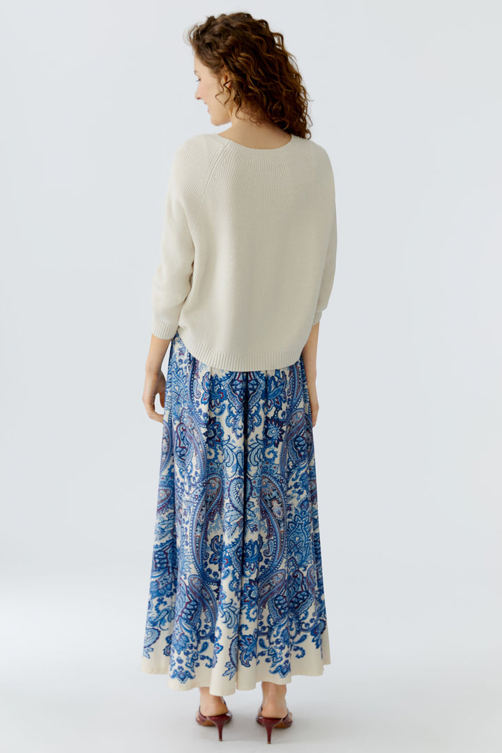 Oui 96746 1021 Off White Round Neck Ribbed Jumper