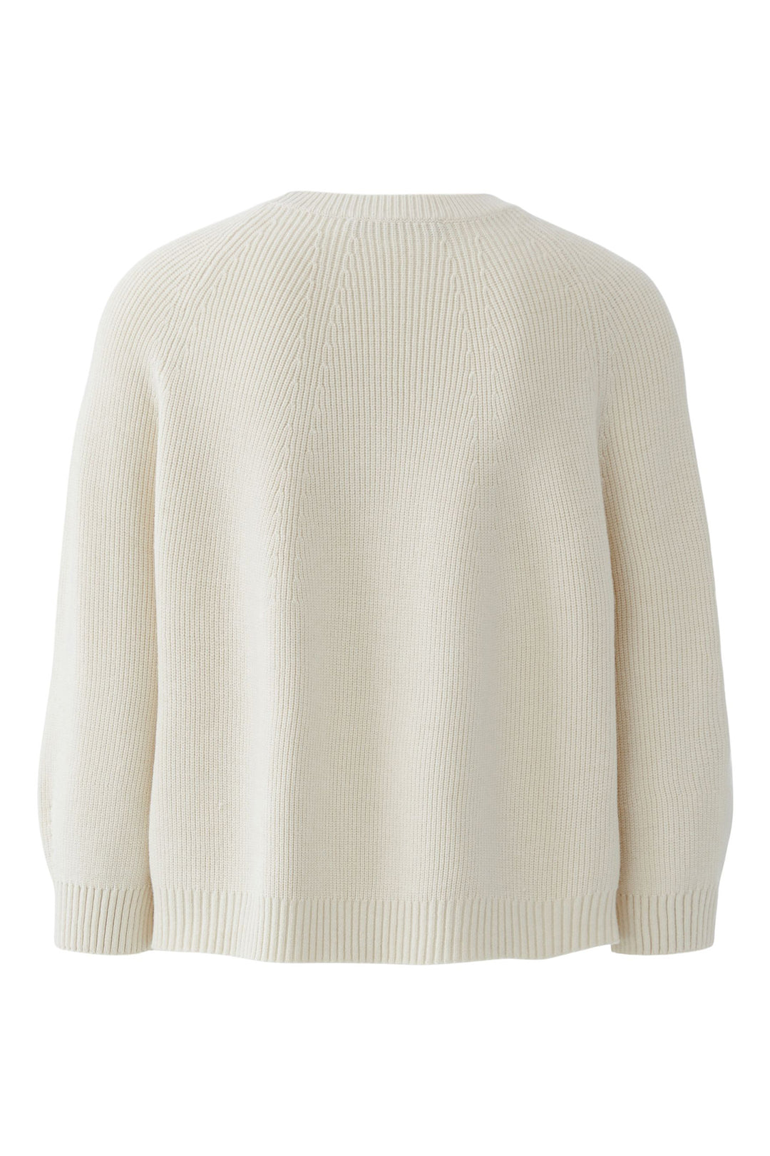Oui 96746 1021 Off White Round Neck Ribbed Jumper