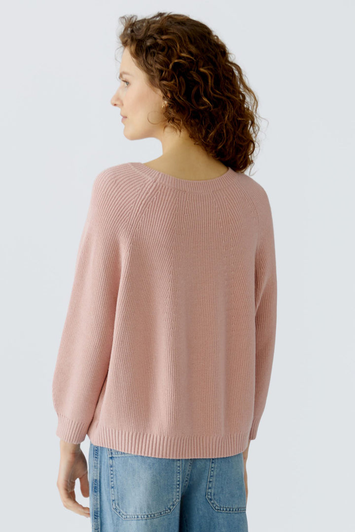 Oui 96746 3092 Dusty Rose Round Neck Ribbed Jumper