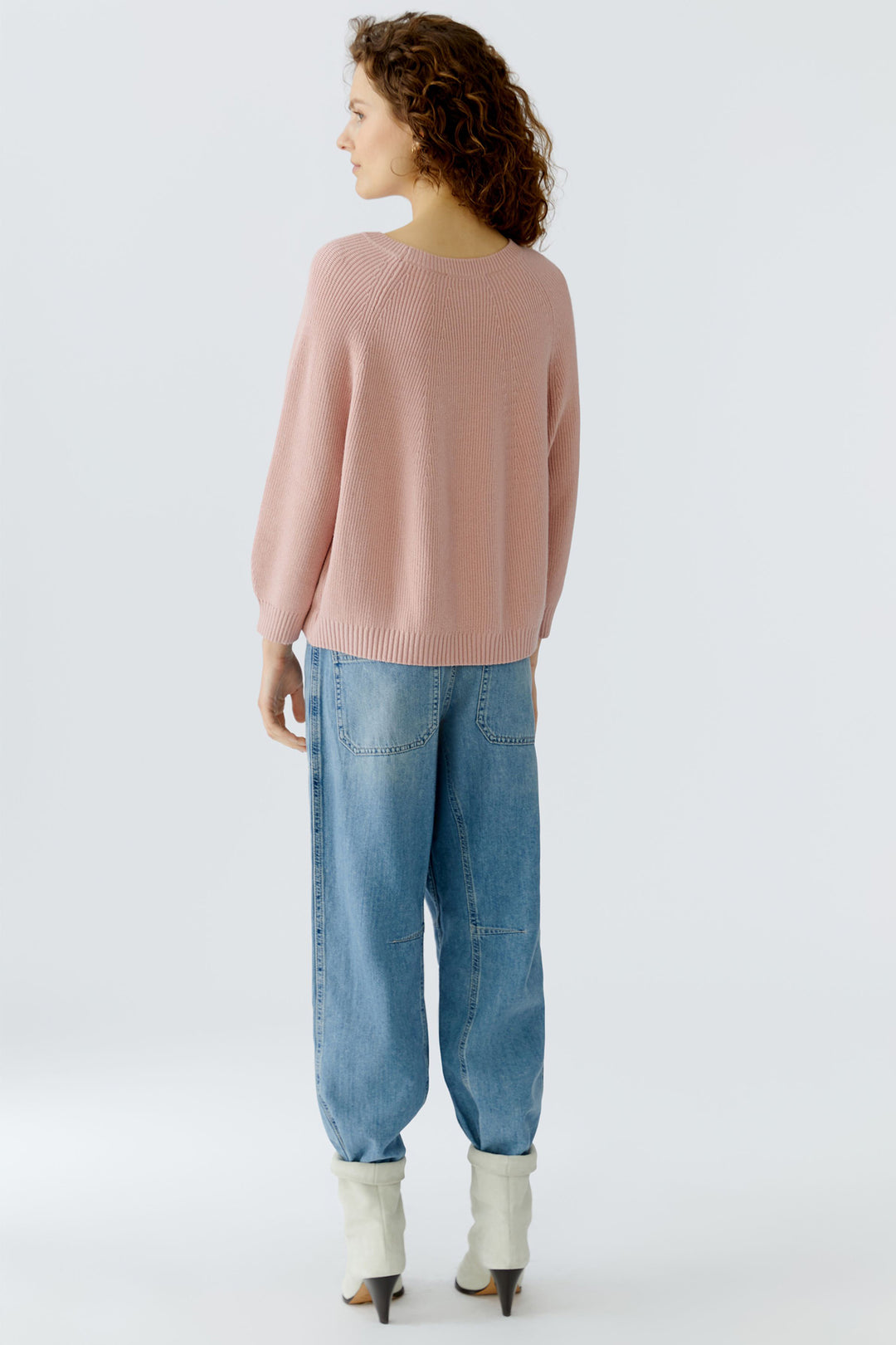 Oui 96746 3092 Dusty Rose Round Neck Ribbed Jumper