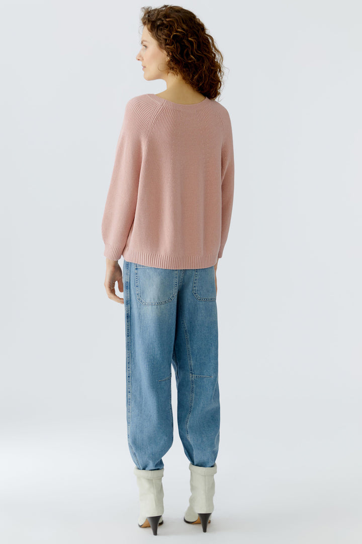 Oui 96746 3092 Dusty Rose Round Neck Ribbed Jumper