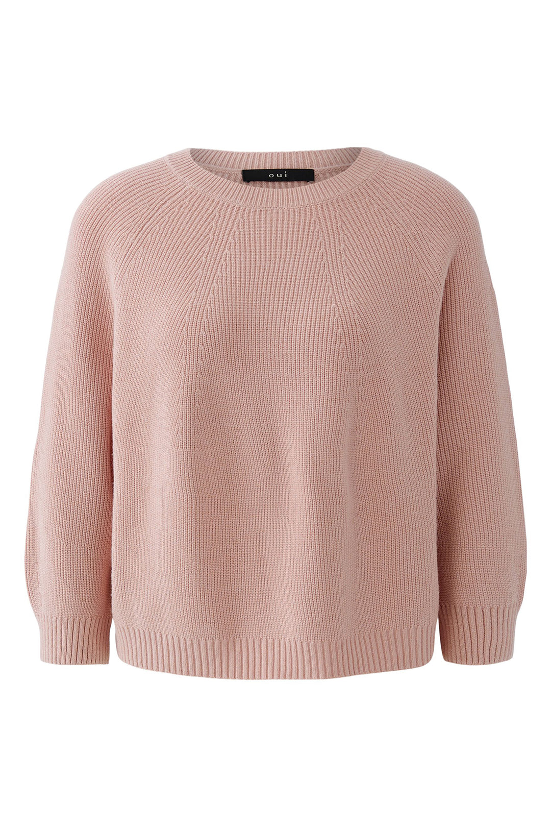 Oui 96746 3092 Dusty Rose Round Neck Ribbed Jumper