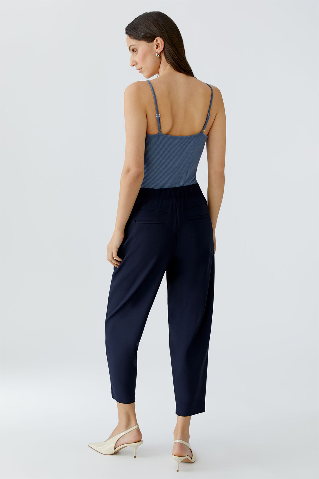 Oui 97143 5742 Dark Blue Cropped Trousers