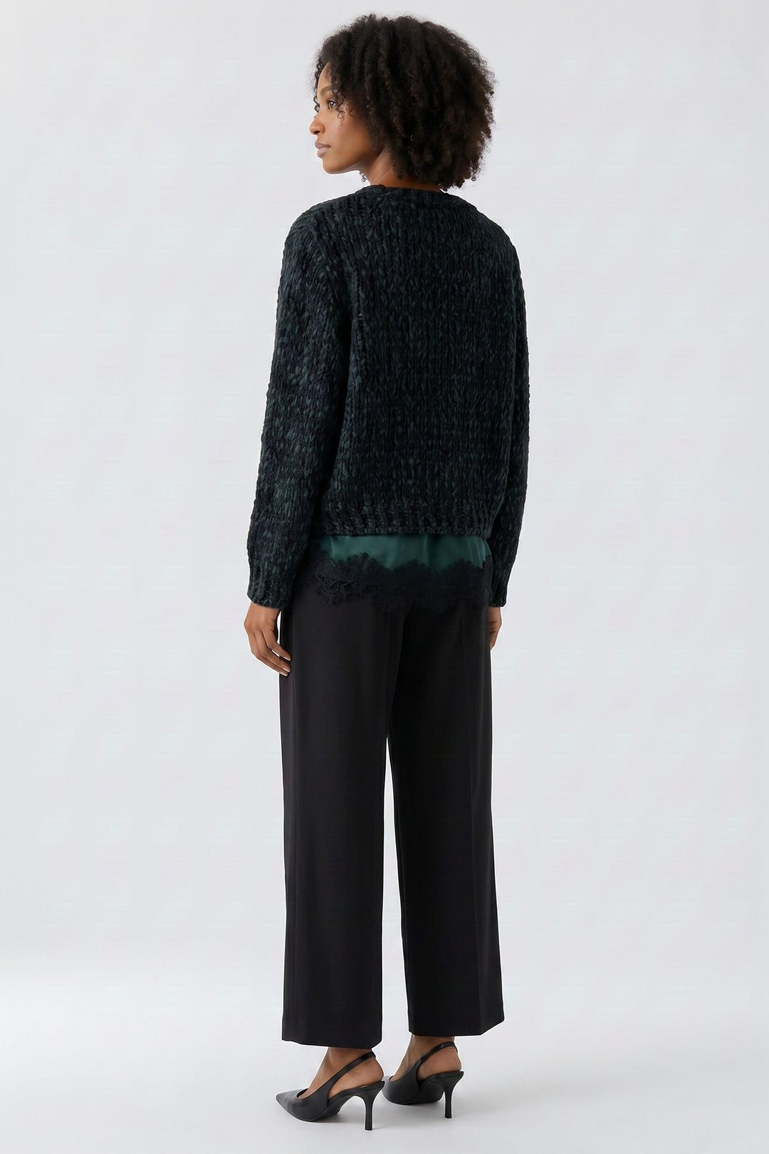Oui Black Green Jumper at Shirley Allum
