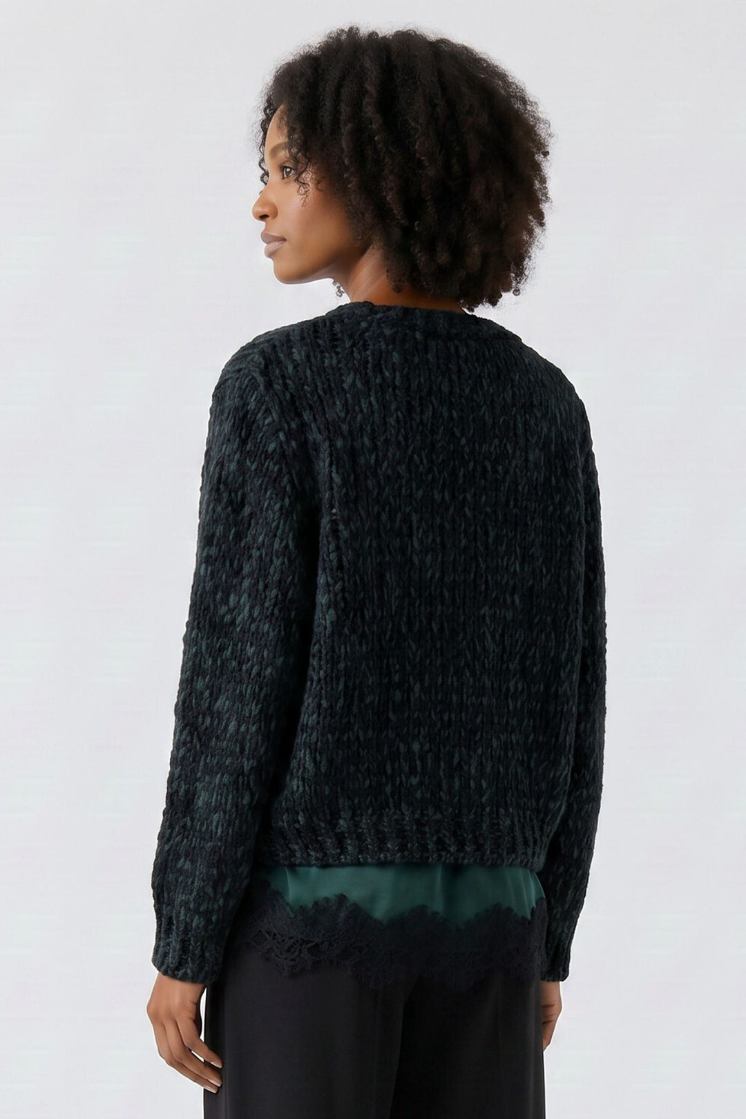 Oui Black Green Jumper at Shirley Allum