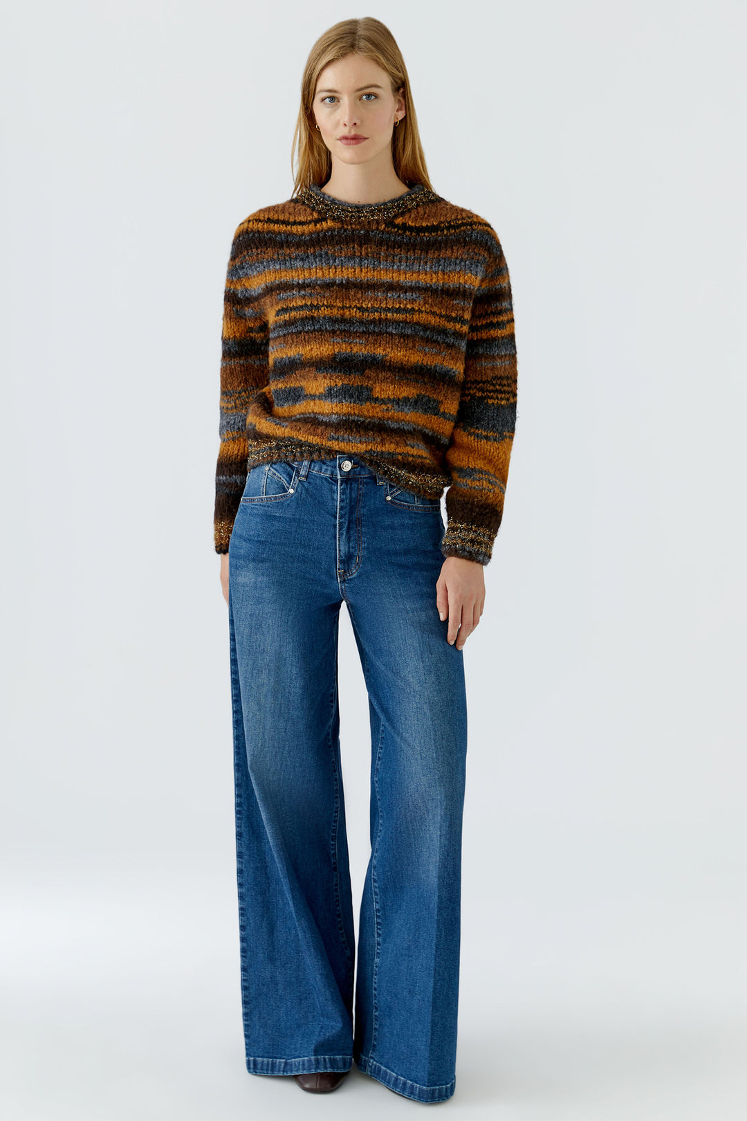 Oui Dark Brown Camel Jumper at Shirley Allum