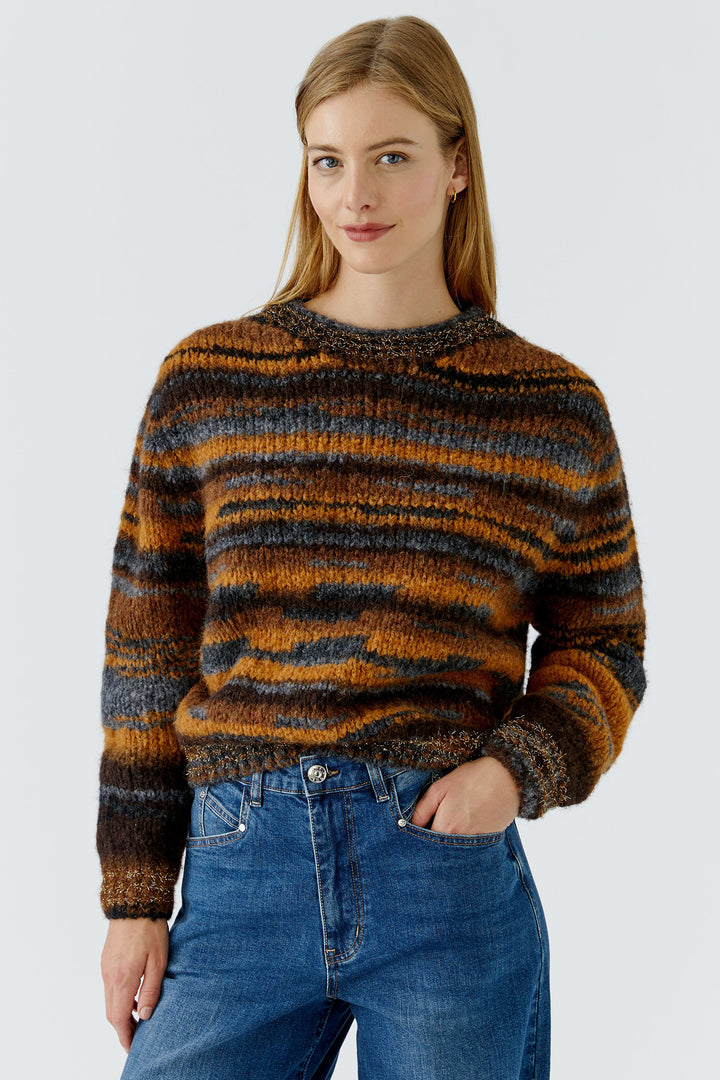 Oui Dark Brown Camel Jumper at Shirley Allum